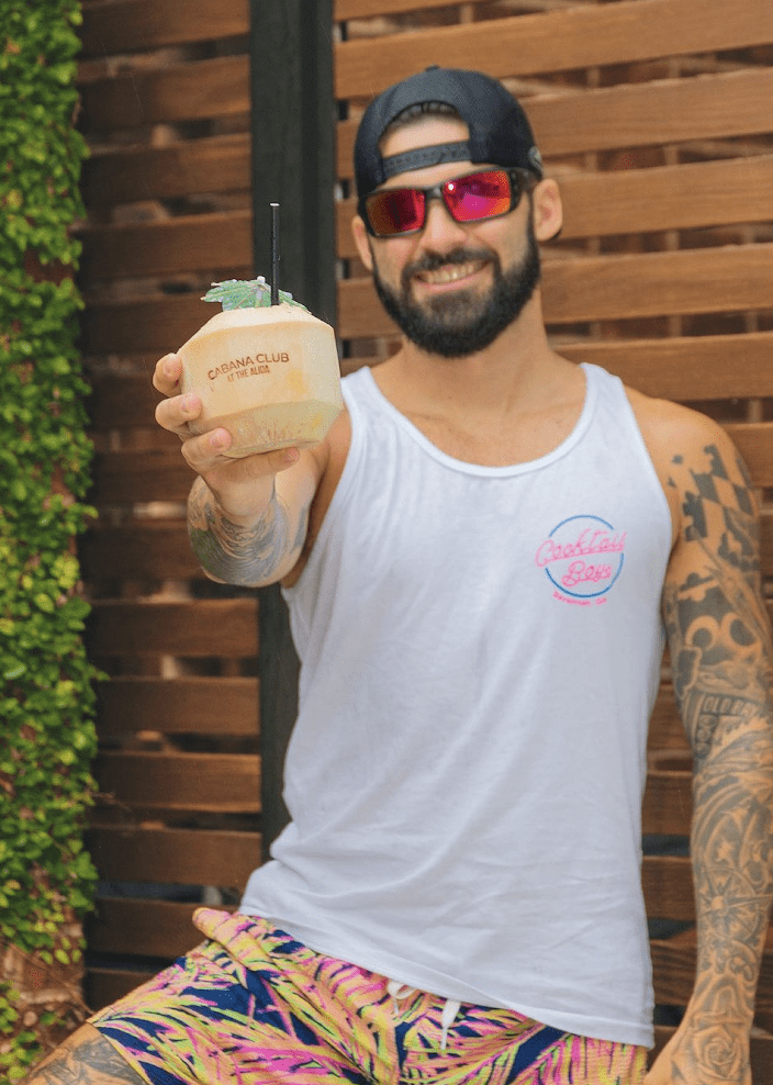 a man holding a frisbee